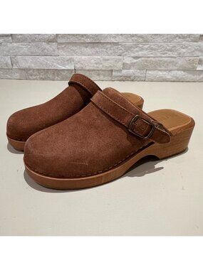 REDONE Suede Leather Brown Tan Camel Mule Clogs Size 6 Boho Cottagecore